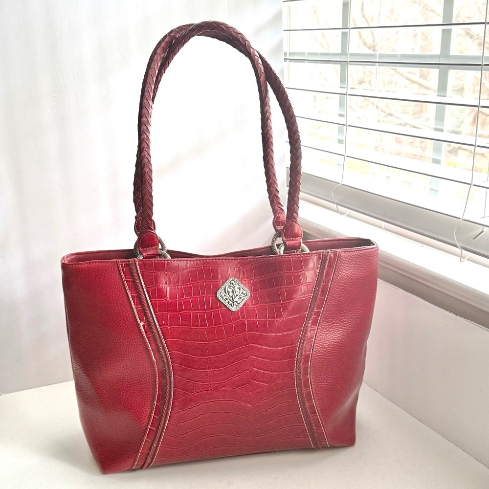 Vintage Coldwater Creek Tote Bag Red‎ Braided Shoulder Straps
